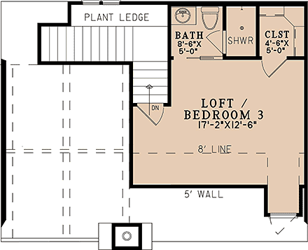 Bungalow, Cottage, European House Plan 100464 with 3 Beds, 4 Baths, 2 Car Garage Second Level Plan