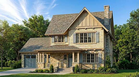 Bungalow, Cottage House Plan 100475 with 4 Beds, 5 Baths, 2 Car Garage Elevation