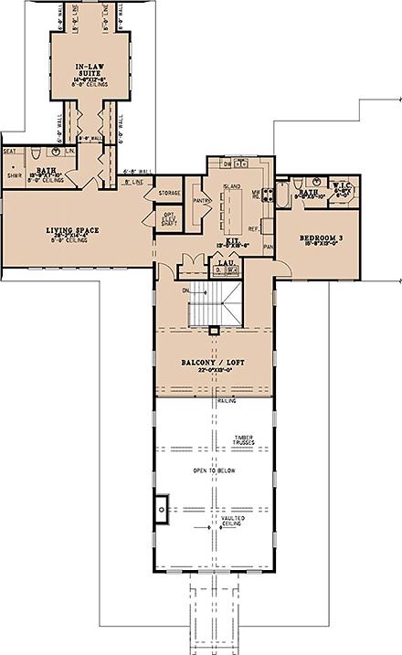 Contemporary, Farmhouse House Plan 100476 with 4 Beds, 5 Baths, 4 Car Garage Second Level Plan