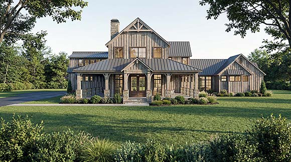 Contemporary, Farmhouse House Plan 100476 with 4 Beds, 5 Baths, 4 Car Garage Elevation