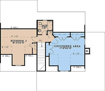 Cabin, Farmhouse House Plan 100477 with 2 Beds, 3 Baths, 2 Car Garage Second Level Plan