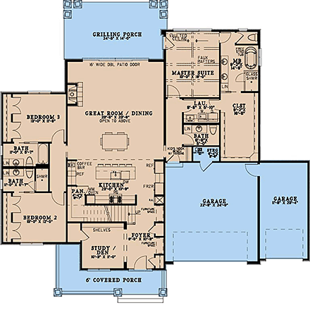 Cottage, European, Tudor House Plan 100479 with 4 Beds, 5 Baths, 3 Car Garage First Level Plan