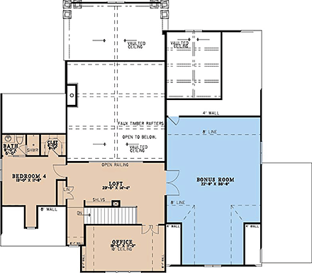Cottage, European, Tudor House Plan 100479 with 4 Beds, 5 Baths, 3 Car Garage Second Level Plan