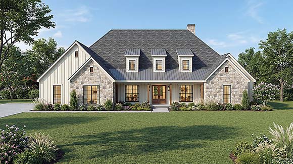 Country, Farmhouse, New American, Southern House Plan 100480 with 4 Beds, 4 Baths, 2 Car Garage Elevation