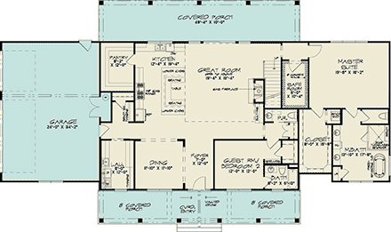 Country, Craftsman, Farmhouse, Traditional House Plan 100483 with 4 Beds, 4 Baths, 3 Car Garage First Level Plan