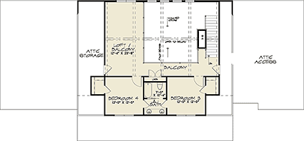 Country, Craftsman, Farmhouse, Traditional House Plan 100483 with 4 Beds, 4 Baths, 3 Car Garage Second Level Plan