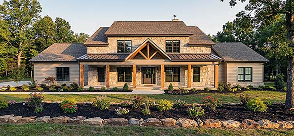 Country, Craftsman, Farmhouse, Traditional House Plan 100483 with 4 Beds, 4 Baths, 3 Car Garage Elevation