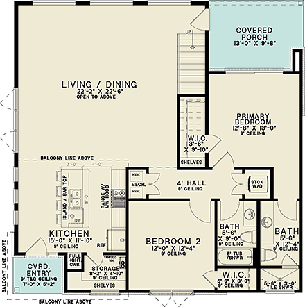 Coastal, Contemporary, Modern House Plan 100486 with 4 Beds, 3 Baths First Level Plan