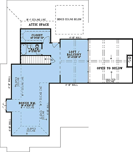 Country, Craftsman, European, French Country, Traditional House Plan 100499 with 4 Beds, 4 Baths, 3 Car Garage Second Level Plan