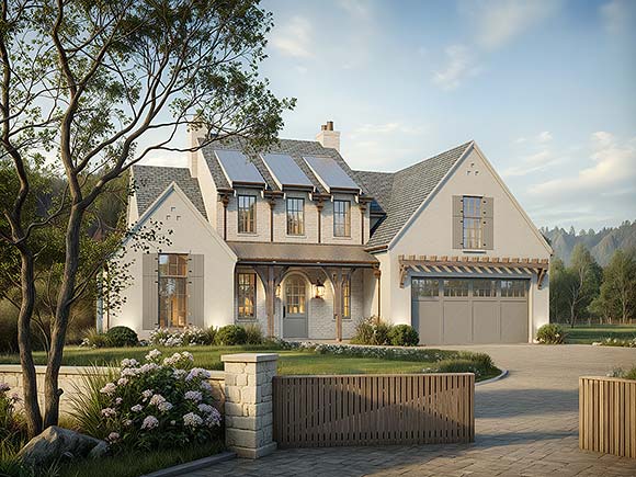 Contemporary, Farmhouse, French Country, New American House Plan 100501 with 3 Beds, 3 Baths, 2 Car Garage Elevation