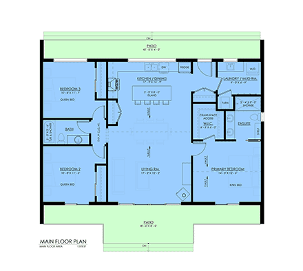 Cabin, Contemporary, Cottage House Plan 100504 with 3 Beds, 2 Baths First Level Plan