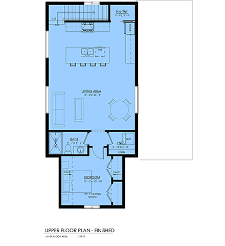 European, Traditional Garage-Living Plan 100505 with 1 Beds, 1 Baths, 2 Car Garage Second Level Plan