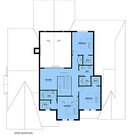Country, Craftsman, Farmhouse, New American, Traditional House Plan 100509 with 4 Beds, 4 Baths, 2 Car Garage Second Level Plan