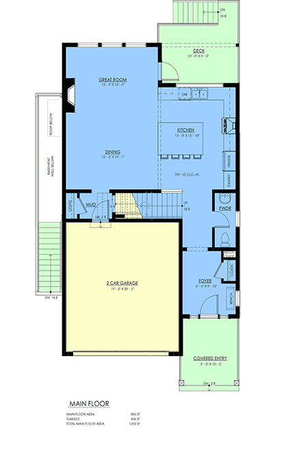 Contemporary, Farmhouse, Traditional House Plan 100515 with 4 Beds, 3 Baths, 2 Car Garage First Level Plan