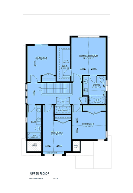 Contemporary, Farmhouse, Traditional House Plan 100515 with 4 Beds, 3 Baths, 2 Car Garage Second Level Plan