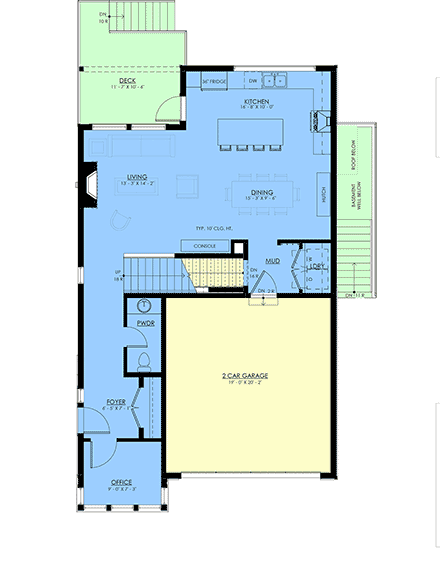 Contemporary, Farmhouse, New American House Plan 100516 with 4 Beds, 3 Baths, 2 Car Garage First Level Plan