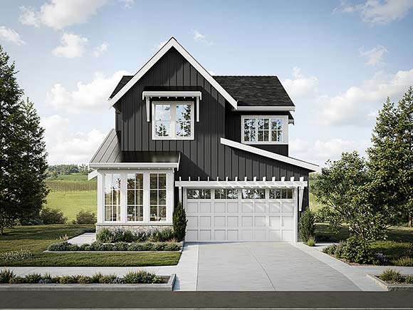 Contemporary, Farmhouse, New American House Plan 100516 with 4 Beds, 3 Baths, 2 Car Garage Elevation