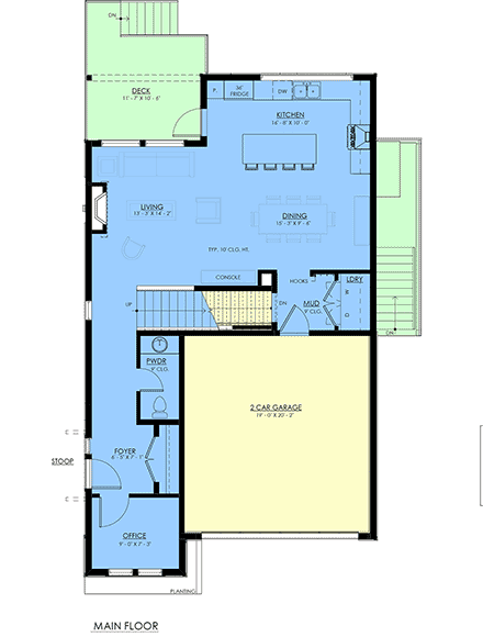 Contemporary, Country, Farmhouse, New American House Plan 100518 with 3 Beds, 3 Baths, 2 Car Garage First Level Plan