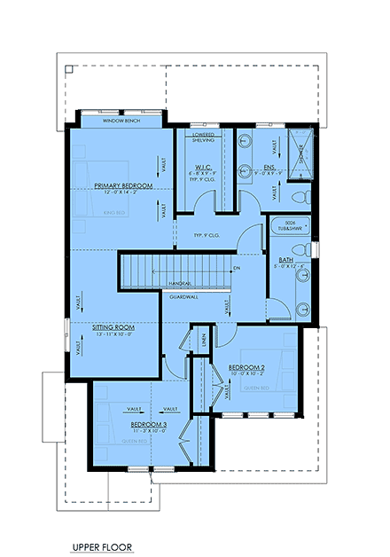 Contemporary, Country, Farmhouse, New American House Plan 100518 with 3 Beds, 3 Baths, 2 Car Garage Second Level Plan