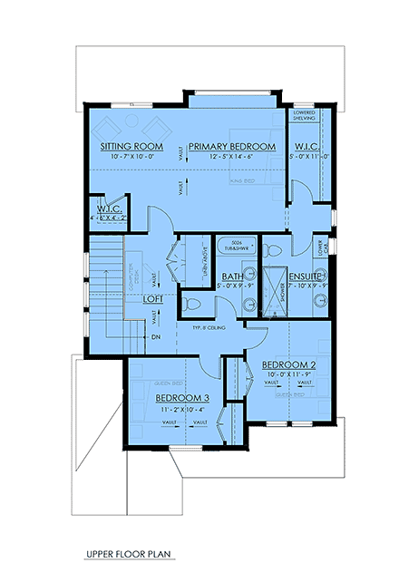 Contemporary, Country, Farmhouse, New American House Plan 100519 with 3 Beds, 3 Baths, 2 Car Garage Second Level Plan