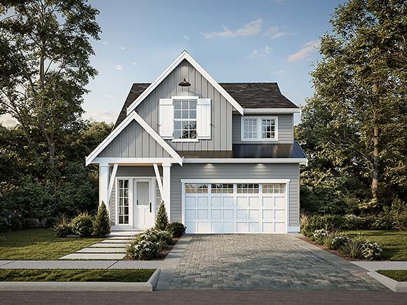 Contemporary, Country, Farmhouse, New American House Plan 100519 with 3 Beds, 3 Baths, 2 Car Garage Elevation