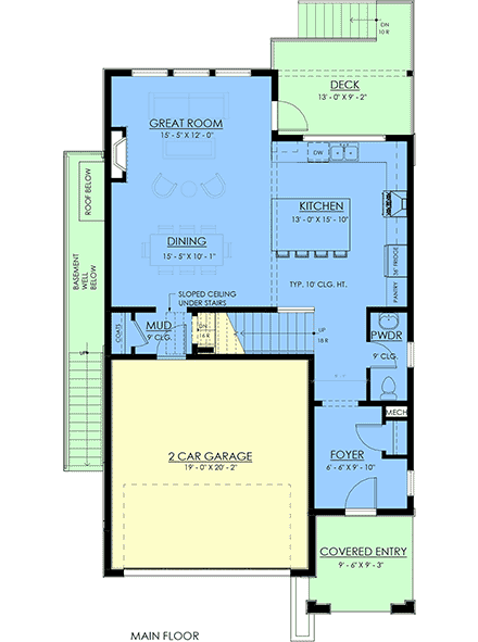 Contemporary, Country, Farmhouse, New American House Plan 100521 with 3 Beds, 3 Baths, 2 Car Garage First Level Plan