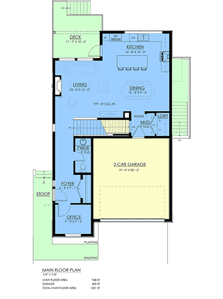 Contemporary, Farmhouse House Plan 100522 with 3 Beds, 3 Baths, 2 Car Garage First Level Plan