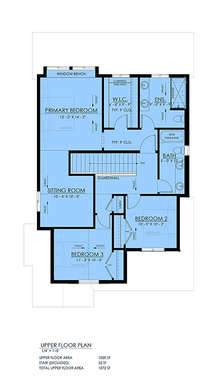 Contemporary, Farmhouse House Plan 100522 with 3 Beds, 3 Baths, 2 Car Garage Second Level Plan