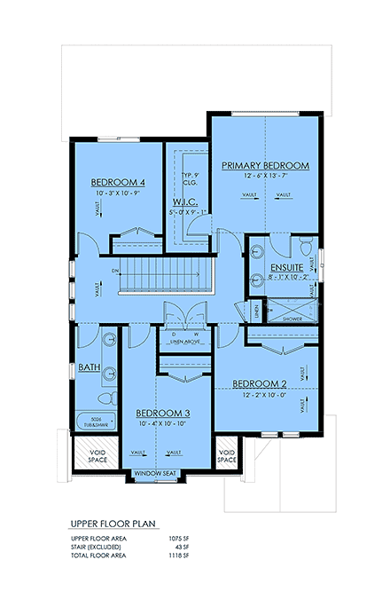 Contemporary, Craftsman, Farmhouse House Plan 100523 with 4 Beds, 3 Baths, 2 Car Garage Second Level Plan
