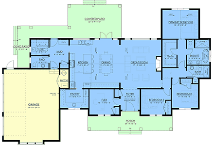 Contemporary, Farmhouse, New American House Plan 100524 with 3 Beds, 3 Baths, 3 Car Garage First Level Plan