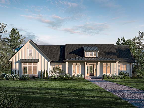 Contemporary, Farmhouse, New American House Plan 100524 with 3 Beds, 3 Baths, 3 Car Garage Elevation