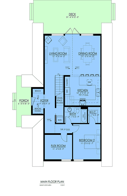 A-Frame, Cabin, Cottage House Plan 100525 with 2 Beds, 2 Baths First Level Plan