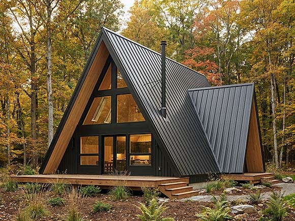 A-Frame, Cabin, Cottage House Plan 100525 with 2 Beds, 2 Baths Elevation