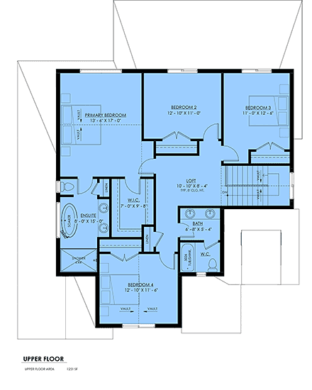 Contemporary, Country, European, Traditional House Plan 100531 with 4 Beds, 3 Baths, 2 Car Garage Second Level Plan