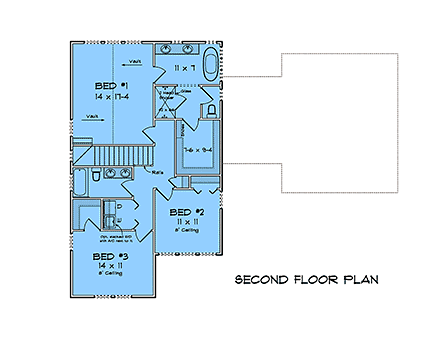Farmhouse, Traditional House Plan 100604 with 4 Beds, 4 Baths, 2 Car Garage Second Level Plan