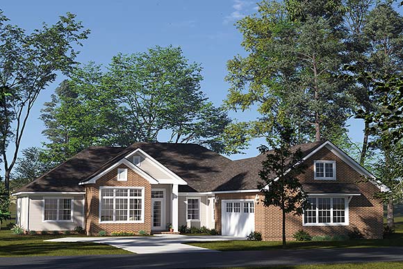 Ranch, Traditional House Plan 100608 with 4 Beds, 4 Baths, 2 Car Garage Elevation