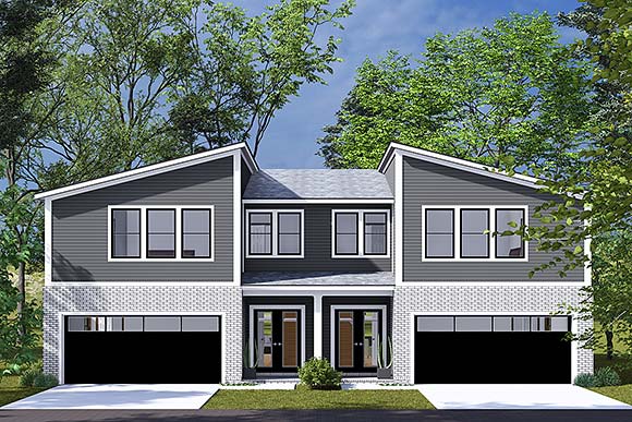 Contemporary, Modern Multi-Family Plan 100612 with 4 Beds, 4 Baths, 4 Car Garage Elevation