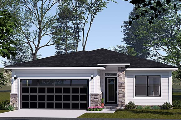 Contemporary, Modern House Plan 100617 with 3 Beds, 2 Baths, 2 Car Garage Elevation