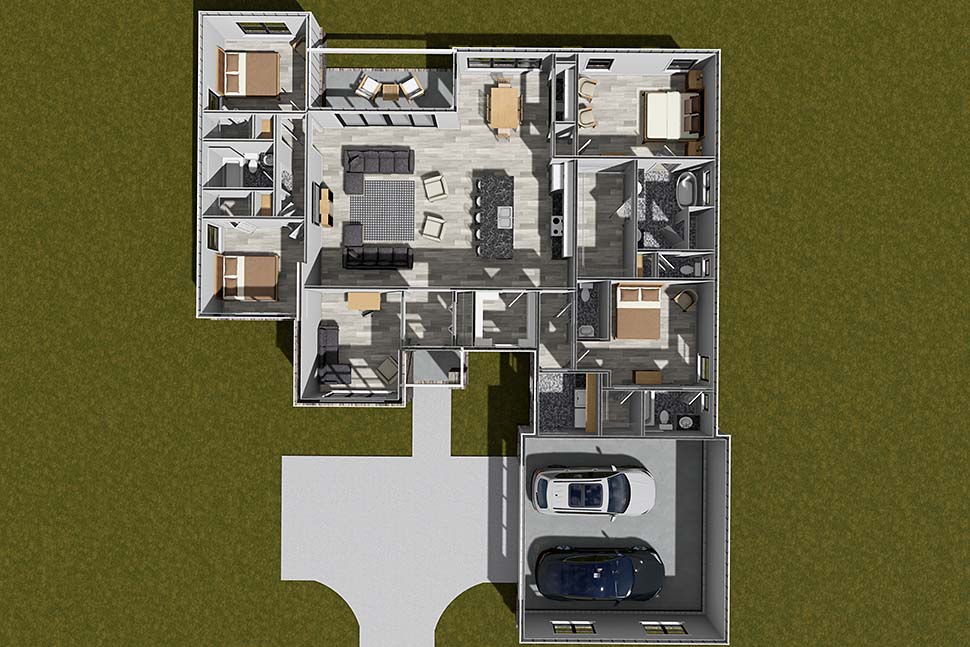 House Plan 100618 - Modern Style with 2284 Sq Ft, 4 Bed, 3 Bath ...