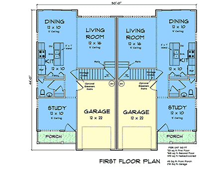 Craftsman, Traditional Multi-Family Plan 100620 with 6 Beds, 6 Baths, 2 Car Garage First Level Plan