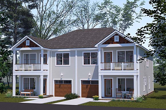 Traditional Multi-Family Plan 100621 with 6 Beds, 6 Baths, 2 Car Garage Elevation