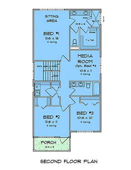 Contemporary, Modern House Plan 100623 with 3 Beds, 3 Baths, 1 Car Garage Second Level Plan