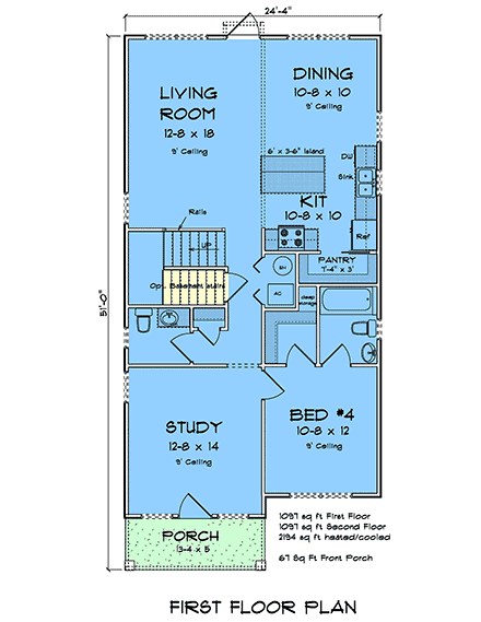 Cottage, Craftsman, Traditional House Plan 100625 with 4 Beds, 4 Baths First Level Plan