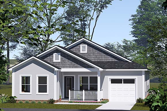 Cottage, Traditional House Plan 100627 with 3 Beds, 2 Baths, 1 Car Garage Elevation