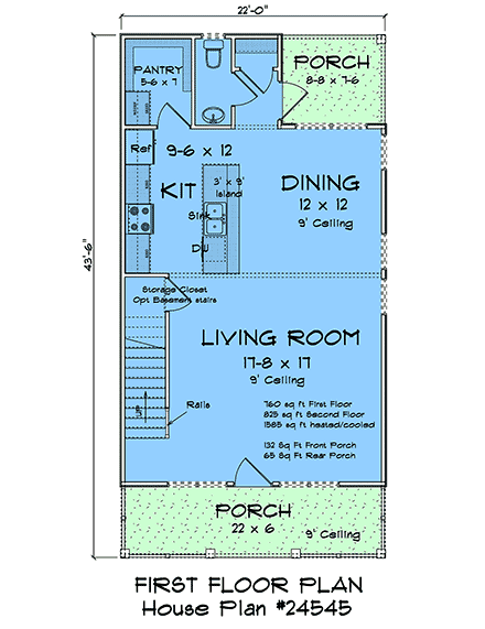 Cottage, Traditional House Plan 100632 with 3 Beds, 3 Baths First Level Plan