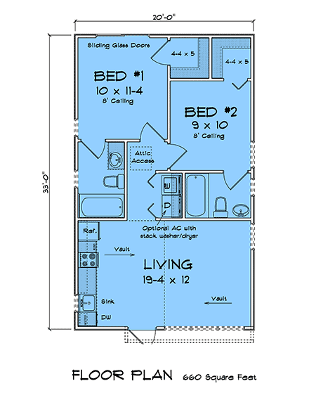 Cottage, Craftsman, Traditional House Plan 100633 with 2 Beds, 2 Baths First Level Plan