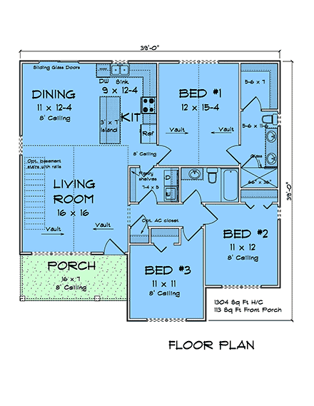 Craftsman, Traditional House Plan 100635 with 3 Beds, 2 Baths First Level Plan