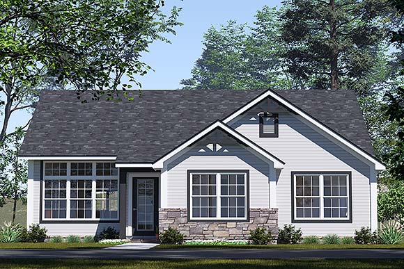Cottage, Craftsman, Traditional House Plan 100637 with 3 Beds, 2 Baths Elevation