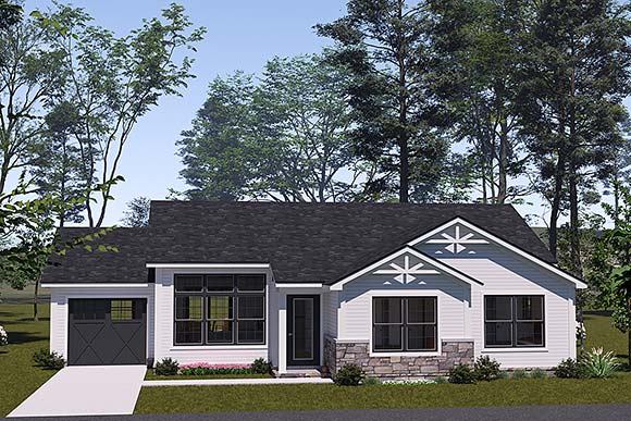 Cottage, Craftsman, Traditional House Plan 100638 with 3 Beds, 2 Baths, 1 Car Garage Elevation