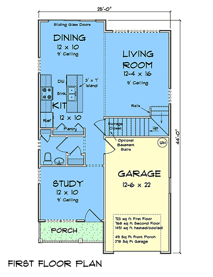 Cottage, Traditional House Plan 100639 with 3 Beds, 3 Baths, 1 Car Garage First Level Plan